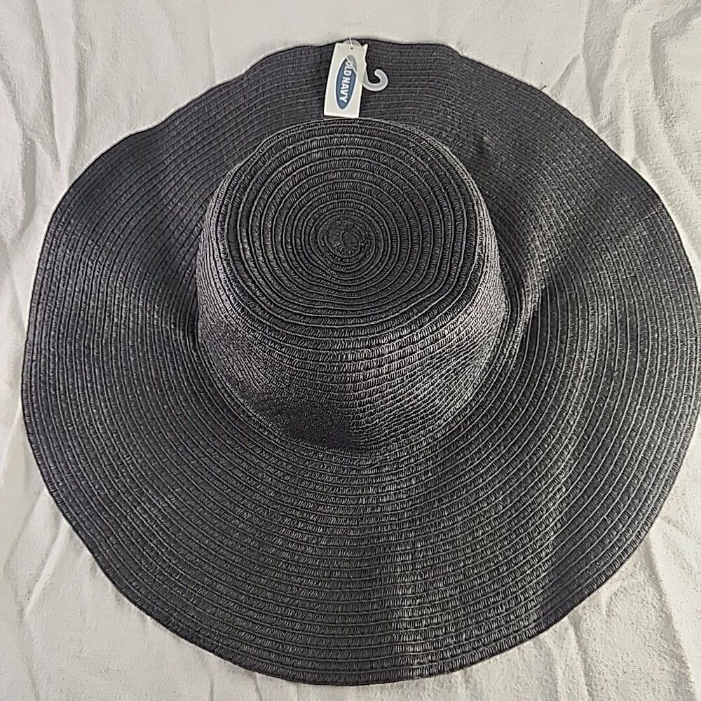 Hat Sun Blocker Old Navy Unisex Adult Floppy Straw Blackjack L-XL NWT 160476